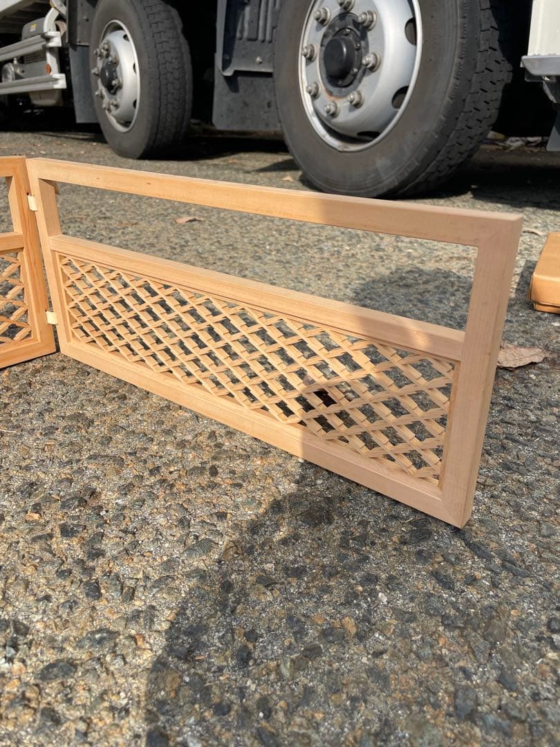 煎茶炉屏風　組子 組子細工 建具職人 日本伝統 桧木　透彫　煎茶道具