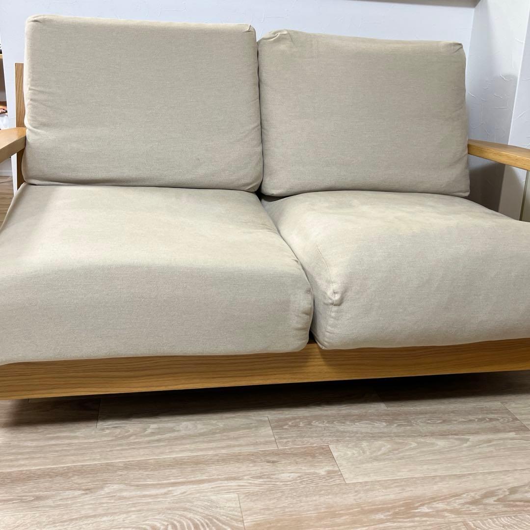 無印良品 MUJI オーク材 フェザー 2シーターソファ 2人掛ソファ【送料込】
