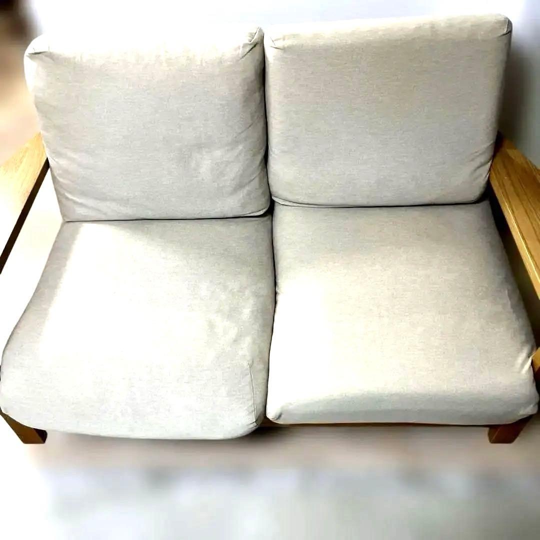 無印良品 MUJI オーク材 フェザー 2シーターソファ 2人掛ソファ【送料込】