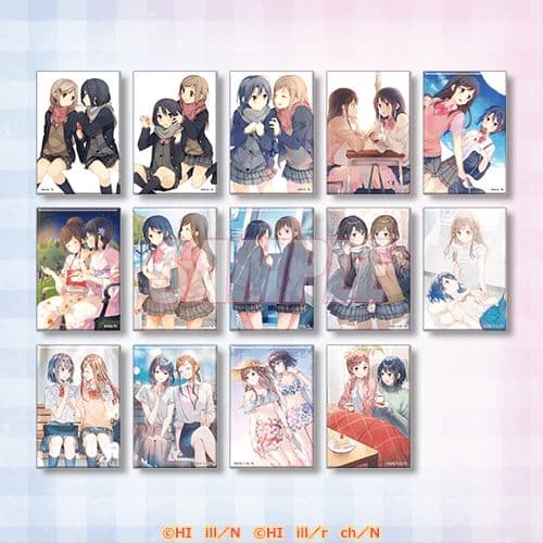 安達としまむら くじ引き堂 D賞 スクエア缶バッジ 全14種 コンプリート 百合