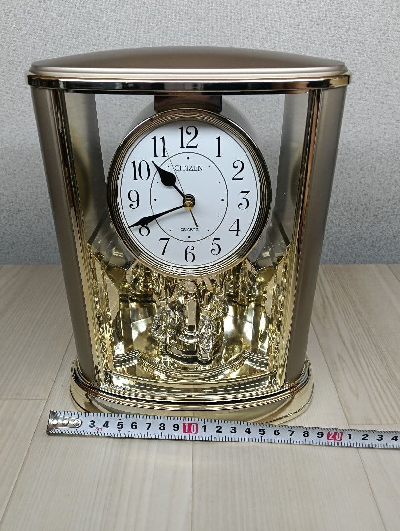 y【美品】CITIZEN 置時計 クォーツ クリスタル装飾付き