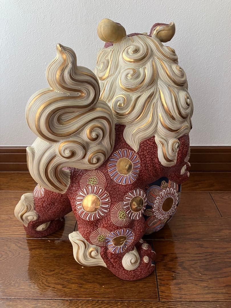 九谷焼 獅子 玉乗り　置物　厄除け　魔除け　特大　約40cm