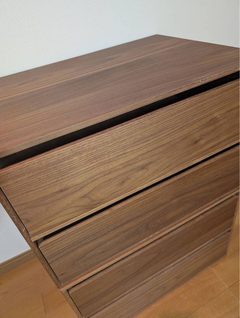 ■送料込■無印良品 木製収納ケース 引出式ワイド ウォールナット材 チェスト