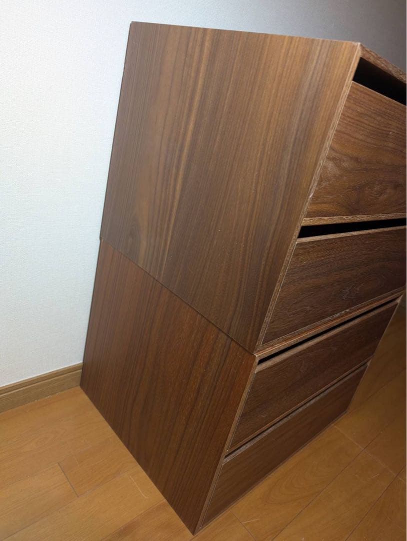 ■送料込■無印良品 木製収納ケース 引出式ワイド ウォールナット材 チェスト