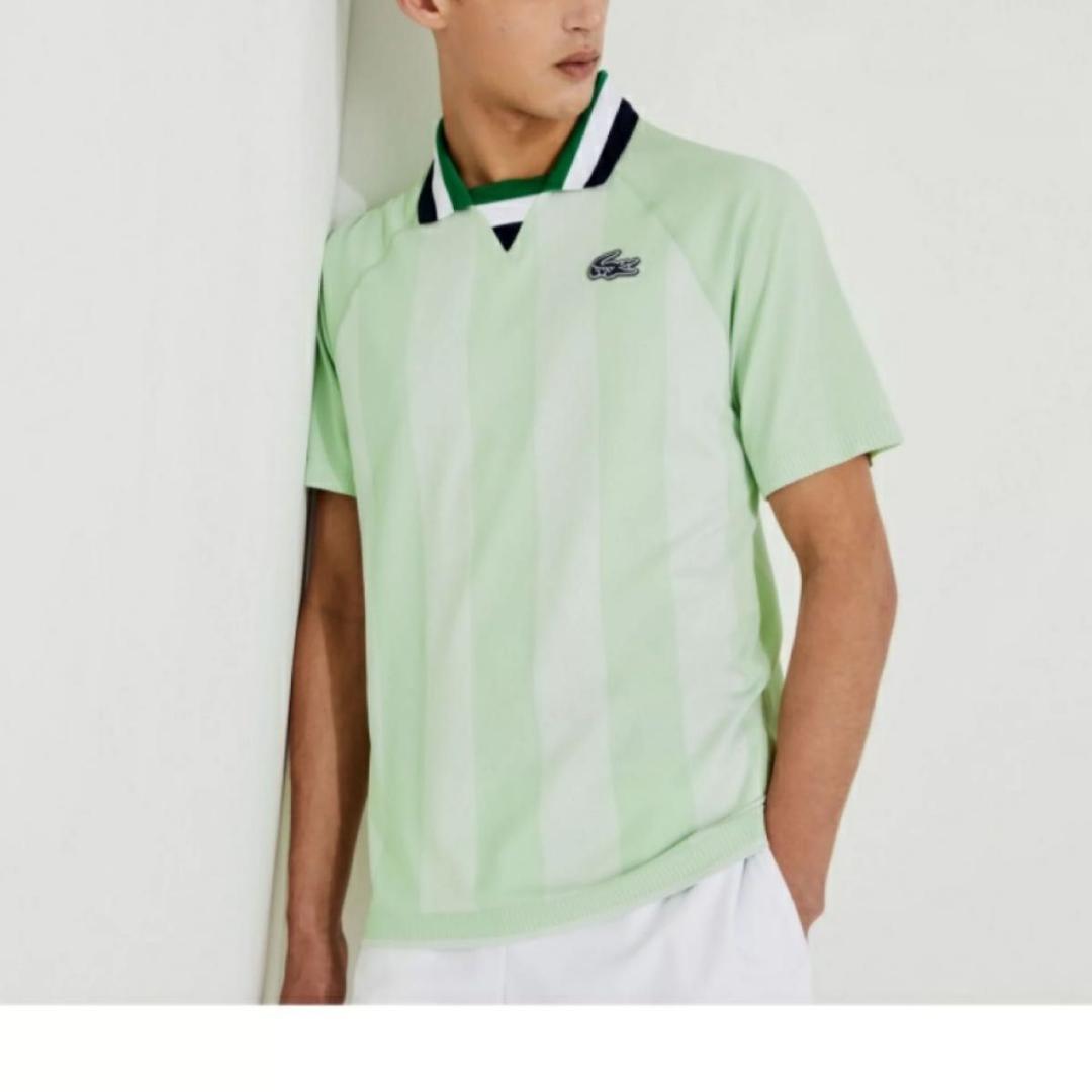 LACOSTE ラコステ　ビッグストライプラグランプルオーバーポロシャツ テニス