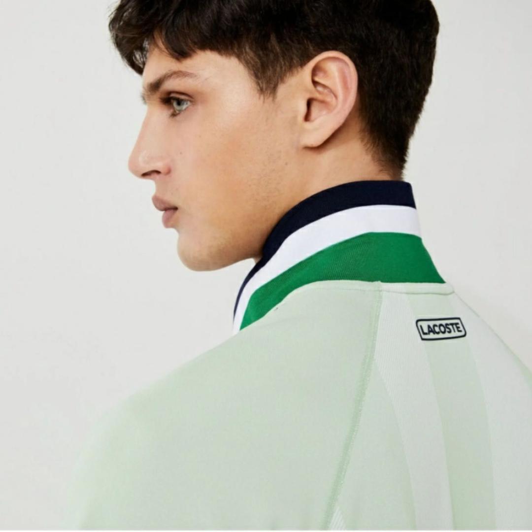 LACOSTE ラコステ　ビッグストライプラグランプルオーバーポロシャツ テニス