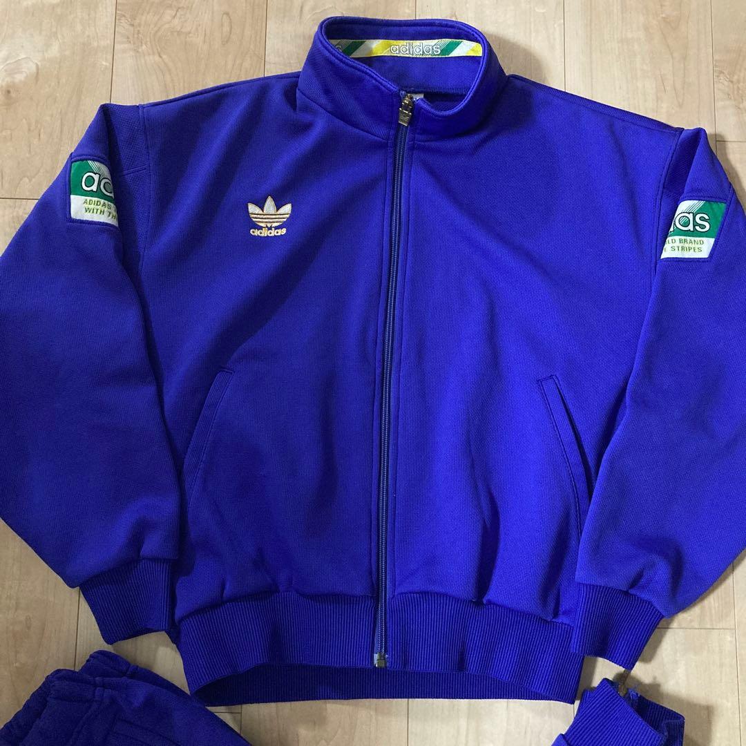 【90S old adidas】トレフォイル刺繍デサント製セットアップ売Mサイズ