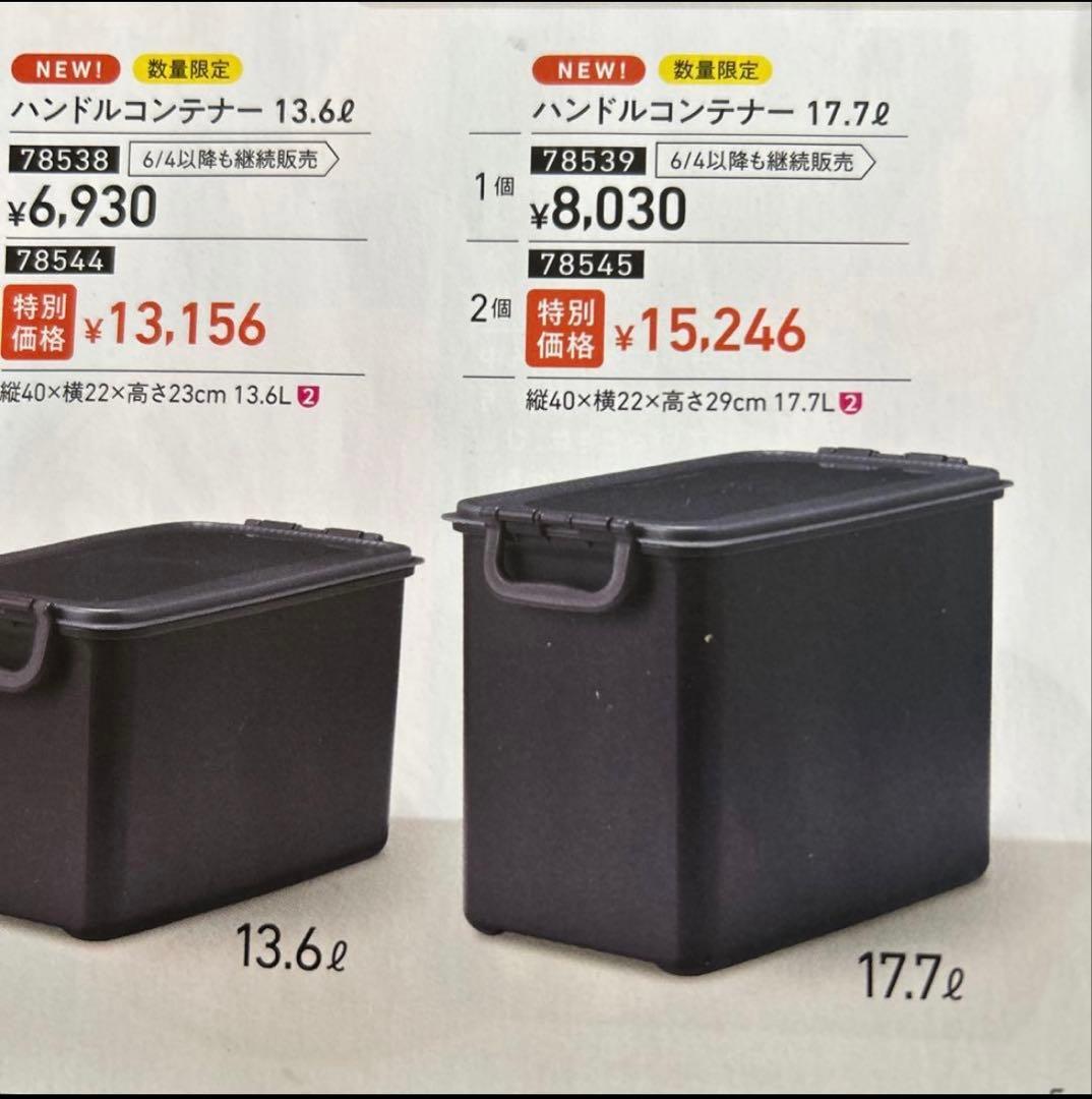 タッパーウェア　ハンドルコンテナー13. 6L 2個セット　レア