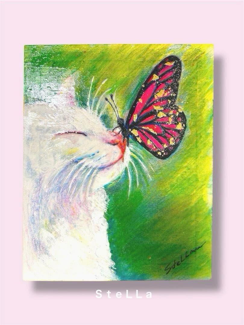 猫の絵　子猫　動物の絵　金箔　動物　猫　猫の絵　北欧　ゴールド　壁掛け　ねこ　絵