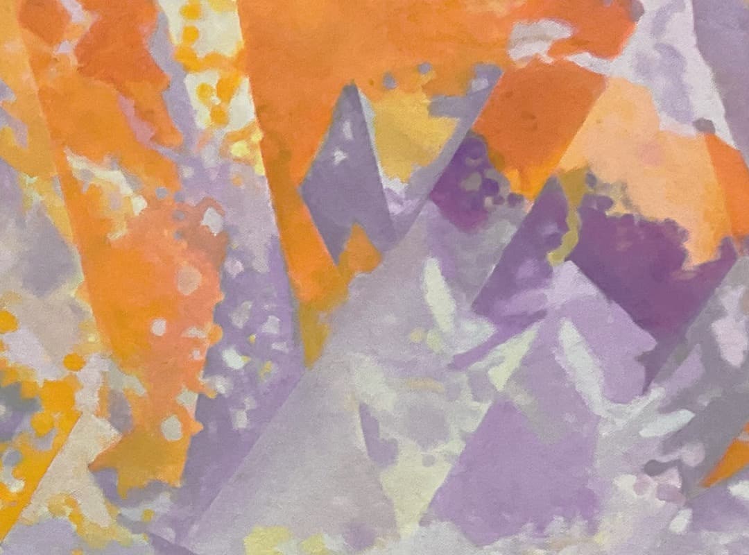 絵画 859 油絵/抽象画風/自然のパターン/天然水晶/オレンジ/紫/P15号