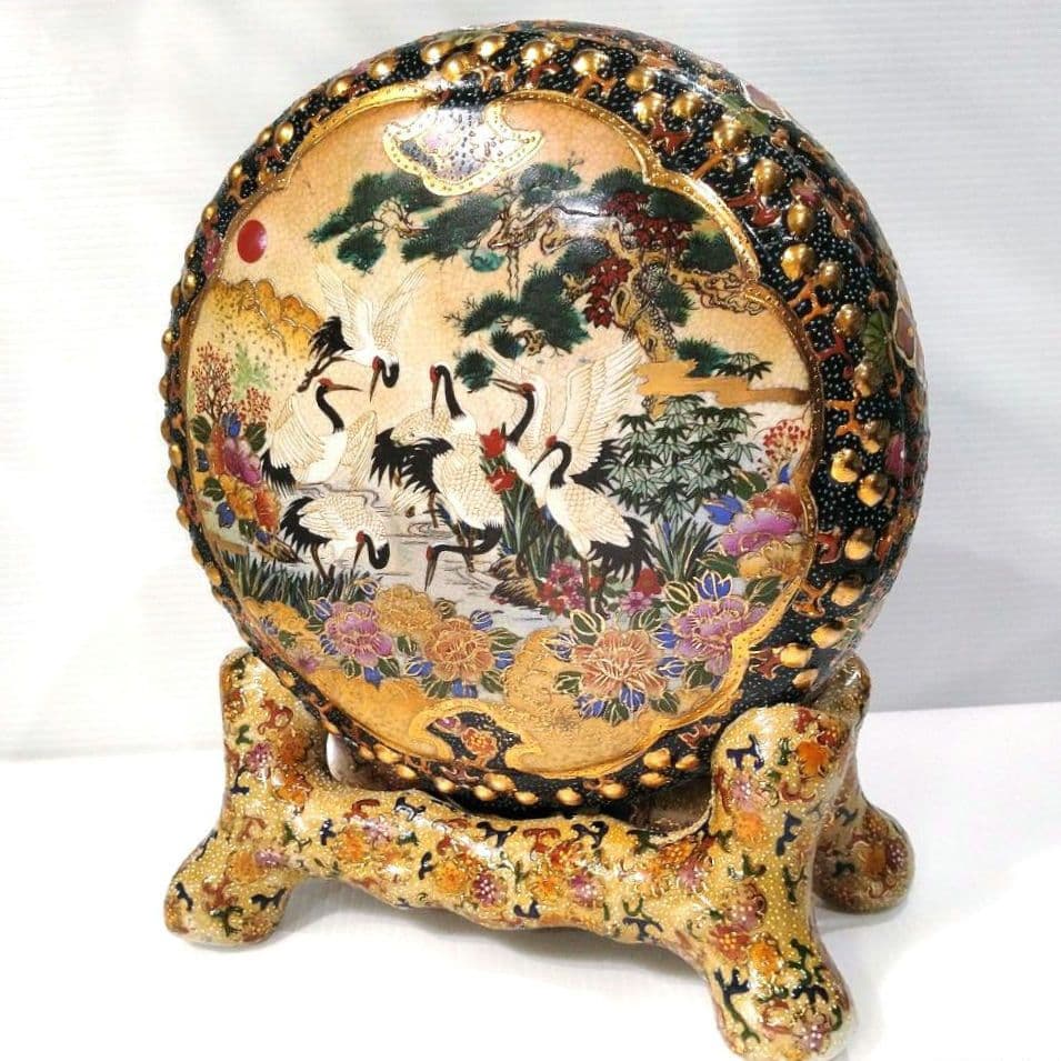 薩摩焼 金襴手 金彩 色絵 色錦 豪華絢爛 飾り 太鼓 古美術 和太鼓 置物