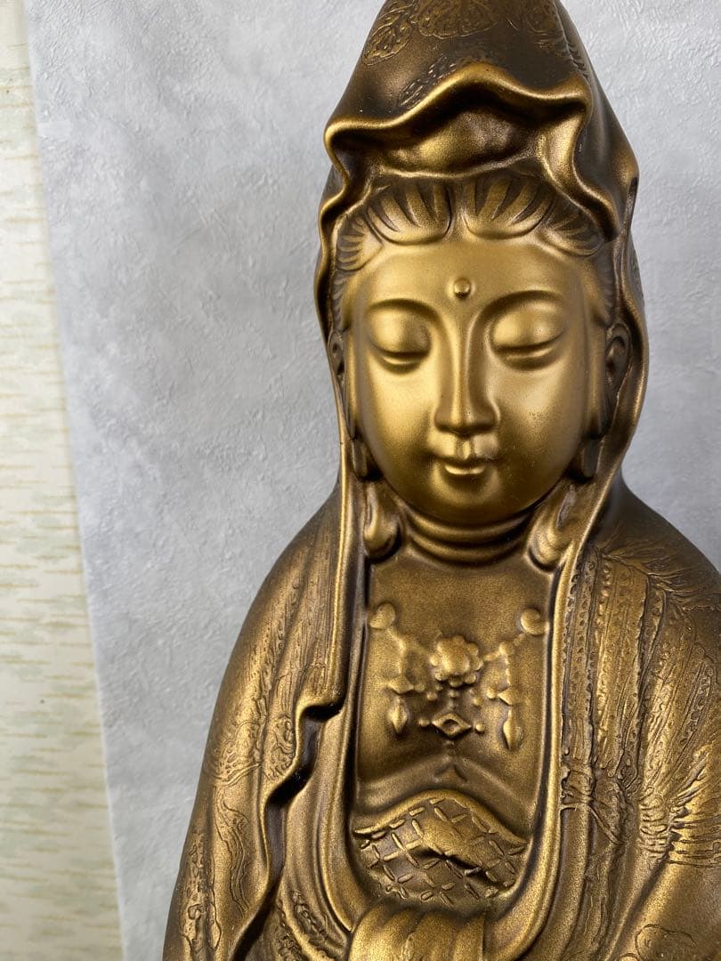 観音菩薩像　篤玉作　観音様　仏像　置物　骨董