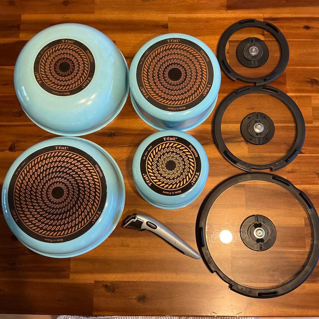 T-fal ティファール　スカイブルー・プレミア 8点セット　ガス火対応