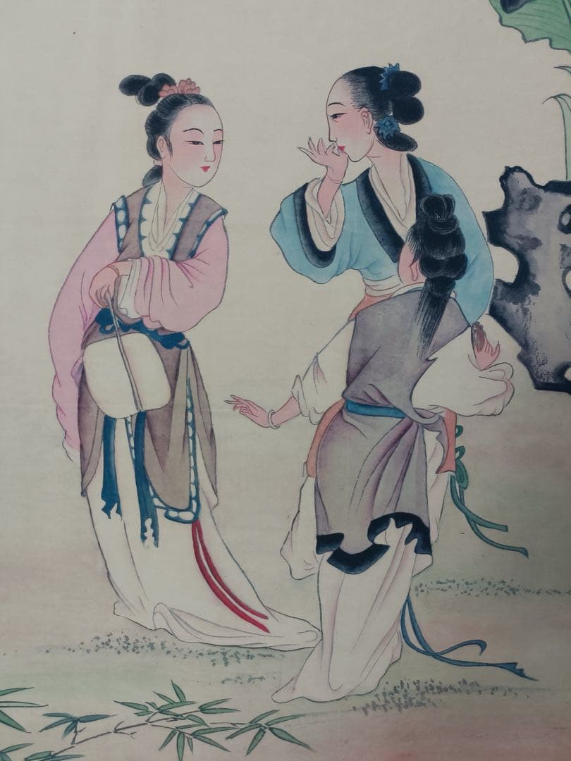 【唐寅】同乐图 中国画 掛け軸 水墨画 和室 玄関 茶室 壁掛け 美術品