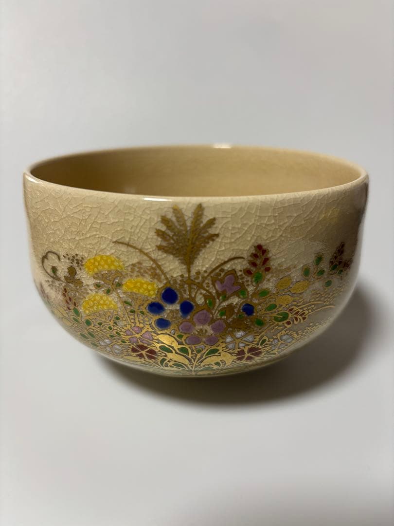 薩摩焼　松屋　玉泉　光石作　白薩摩茶碗　抹茶碗　茶道具