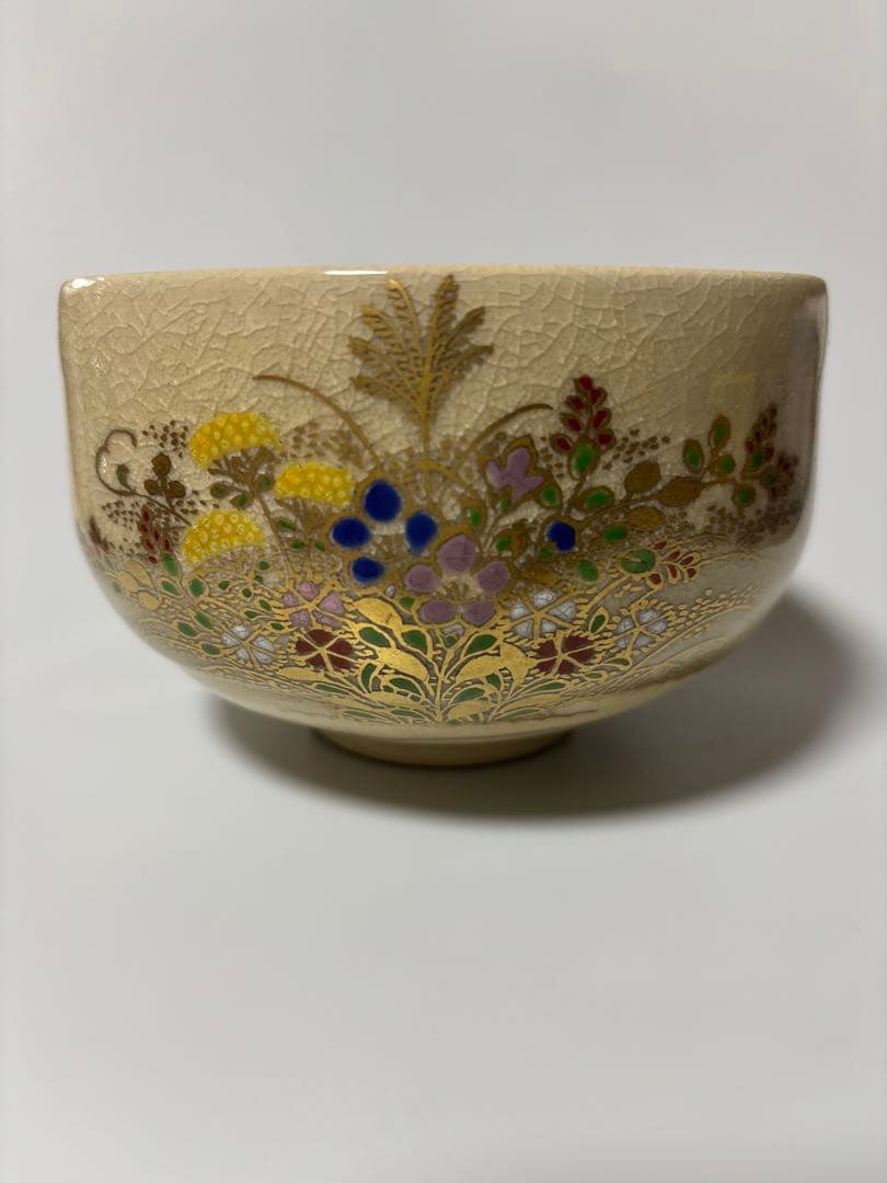 薩摩焼　松屋　玉泉　光石作　白薩摩茶碗　抹茶碗　茶道具