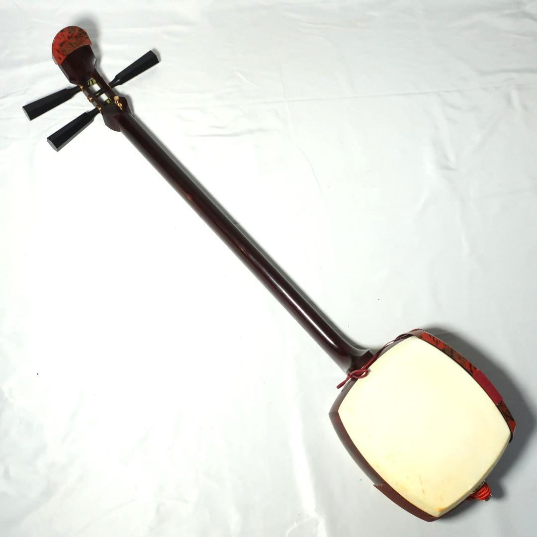 津軽三味線 東さわり 二本溝 紅木 黒檀糸巻き 撥/バチ付 和楽器