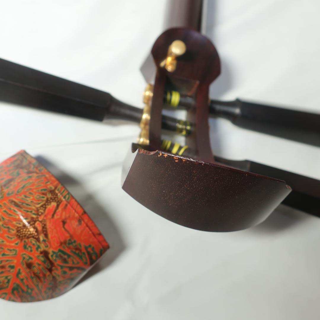 津軽三味線 東さわり 二本溝 紅木 黒檀糸巻き 撥/バチ付 和楽器