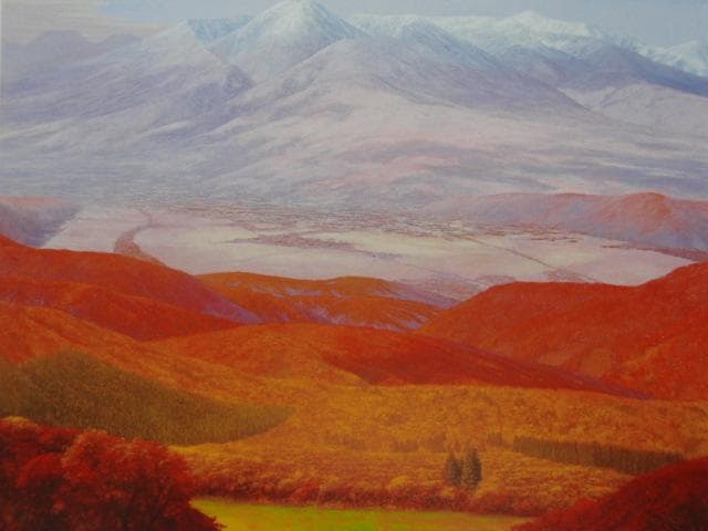 村山孝夫、【山野秋季】、希少な画集画、新品高級額・額装付、状態良好