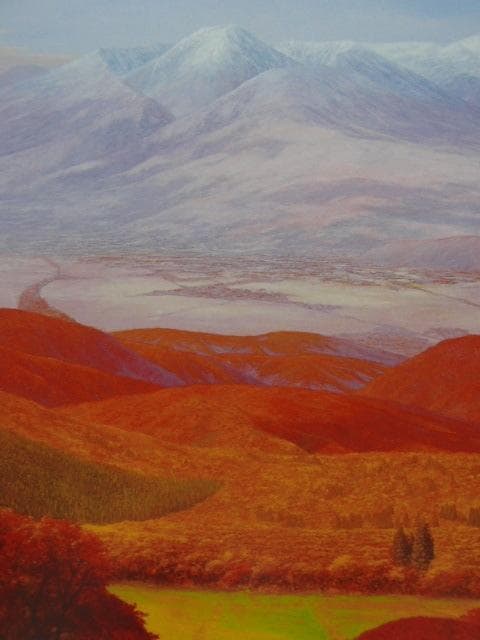 村山孝夫、【山野秋季】、希少な画集画、新品高級額・額装付、状態良好