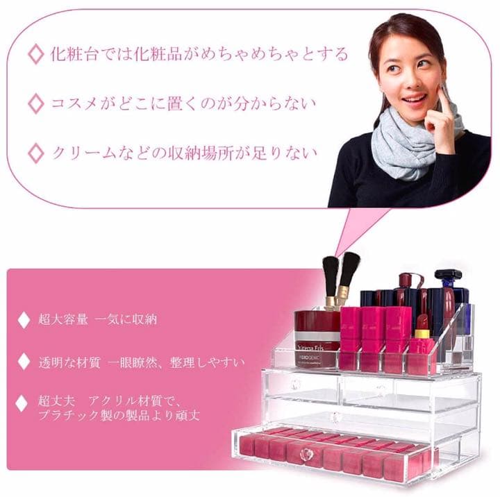 化粧品収納ボックス 引き出し小物　化粧品入れ　透明化粧品ケース メイクボックス