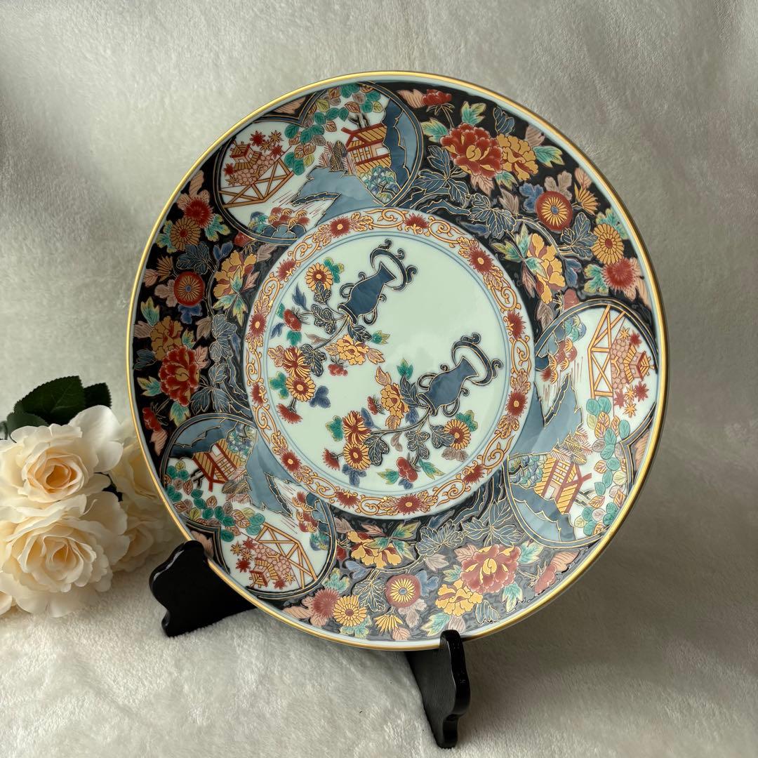 【希少品・保管】有田焼　哲山作　飾皿 大皿　有田銘窯