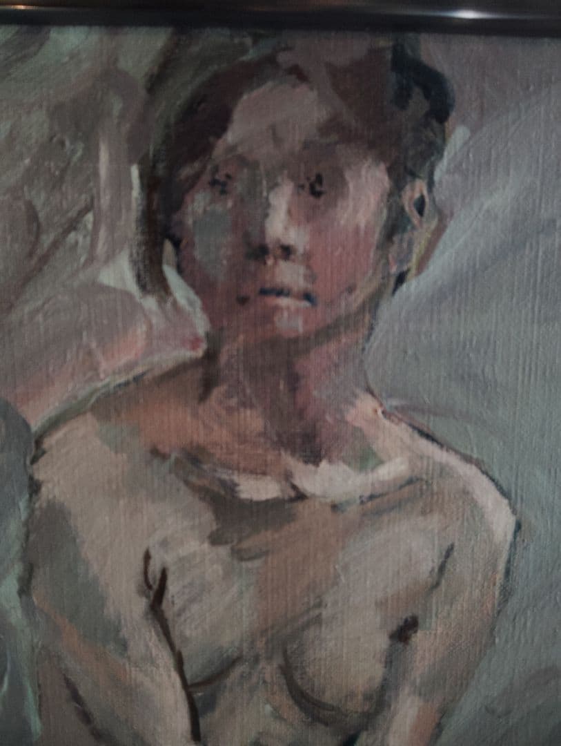 裸婦　人物　女性絵画　油絵額装付きモダンアート