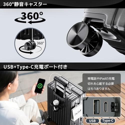 スーツケース フロントオープン 多機能 キャリーケース 機内 Sサイズ
