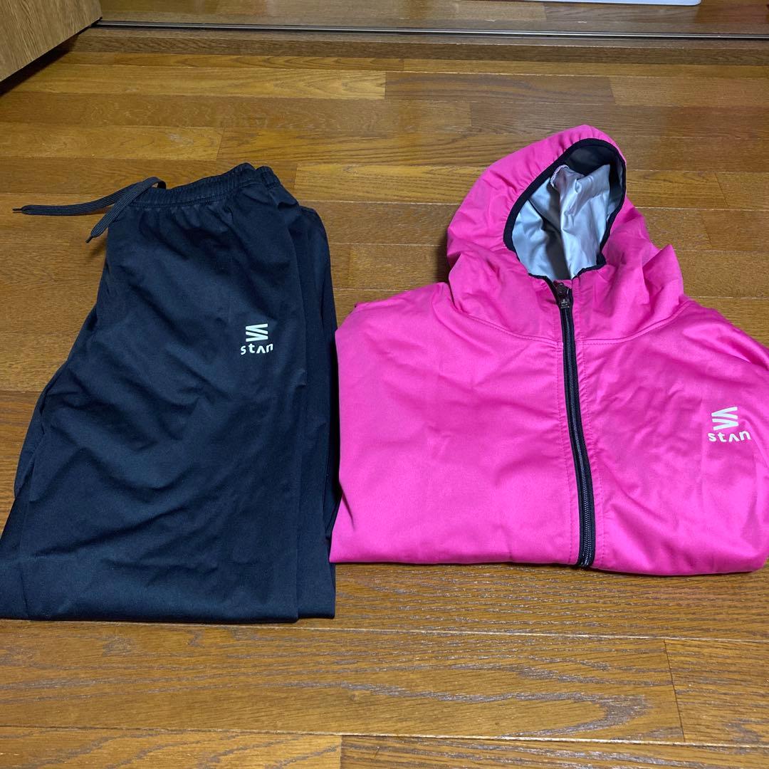 大量発汗！男女兼用stAN サウナスーツフルジップタイプ未着用上下セット黒ピンク