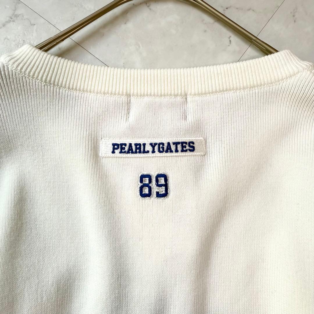新品 PEARLY GATES Vネック セーター ニット 4 ホワイト ブルー