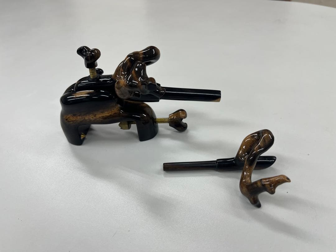 まろん　松村作　黒柿　大砲型万力　小型