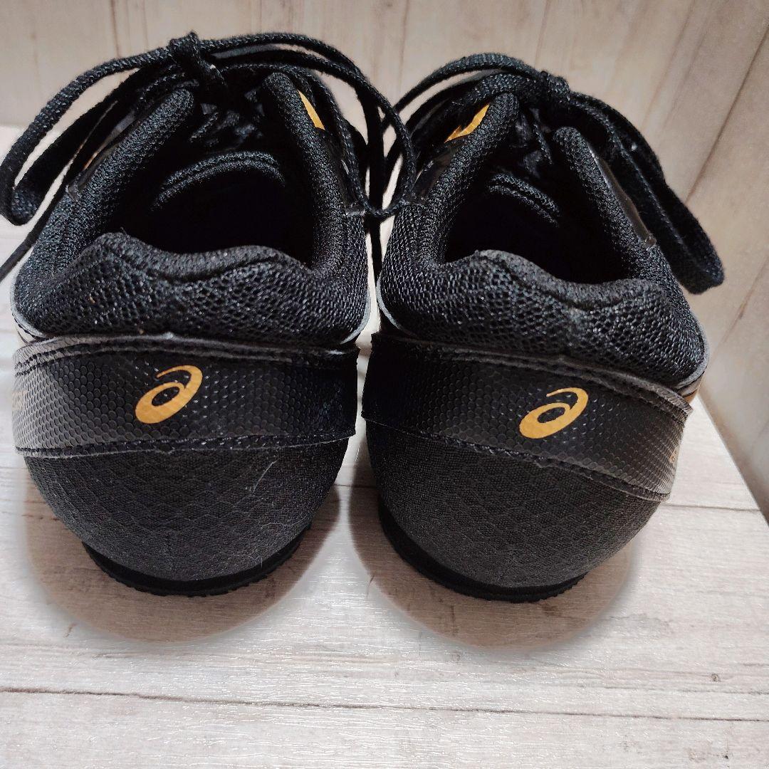 美品　アシックス スパイク　陸上競技　シューズ 黒/金　24.5cm asics