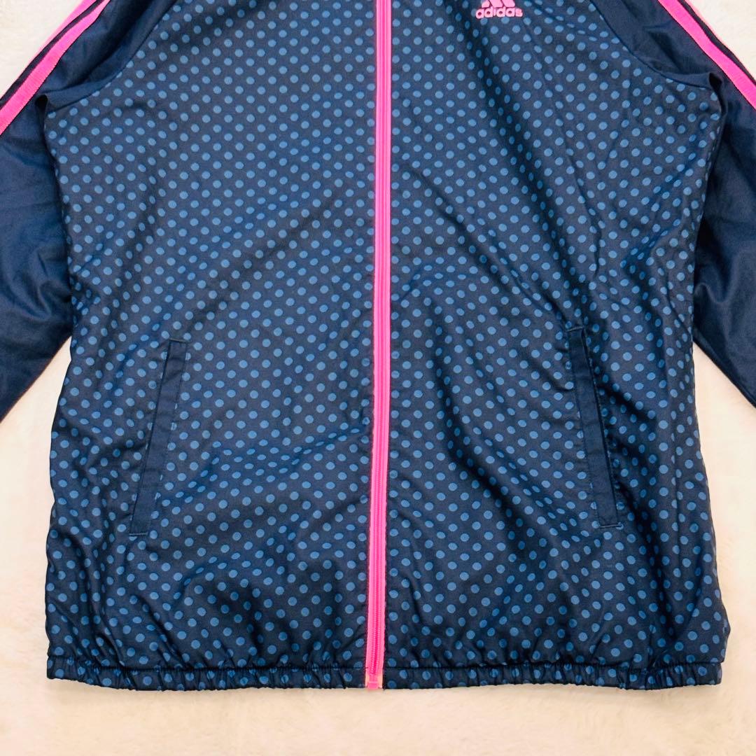 【アディダス】美品 トラックジャケット ネイビー 水玉 ドット L レディース