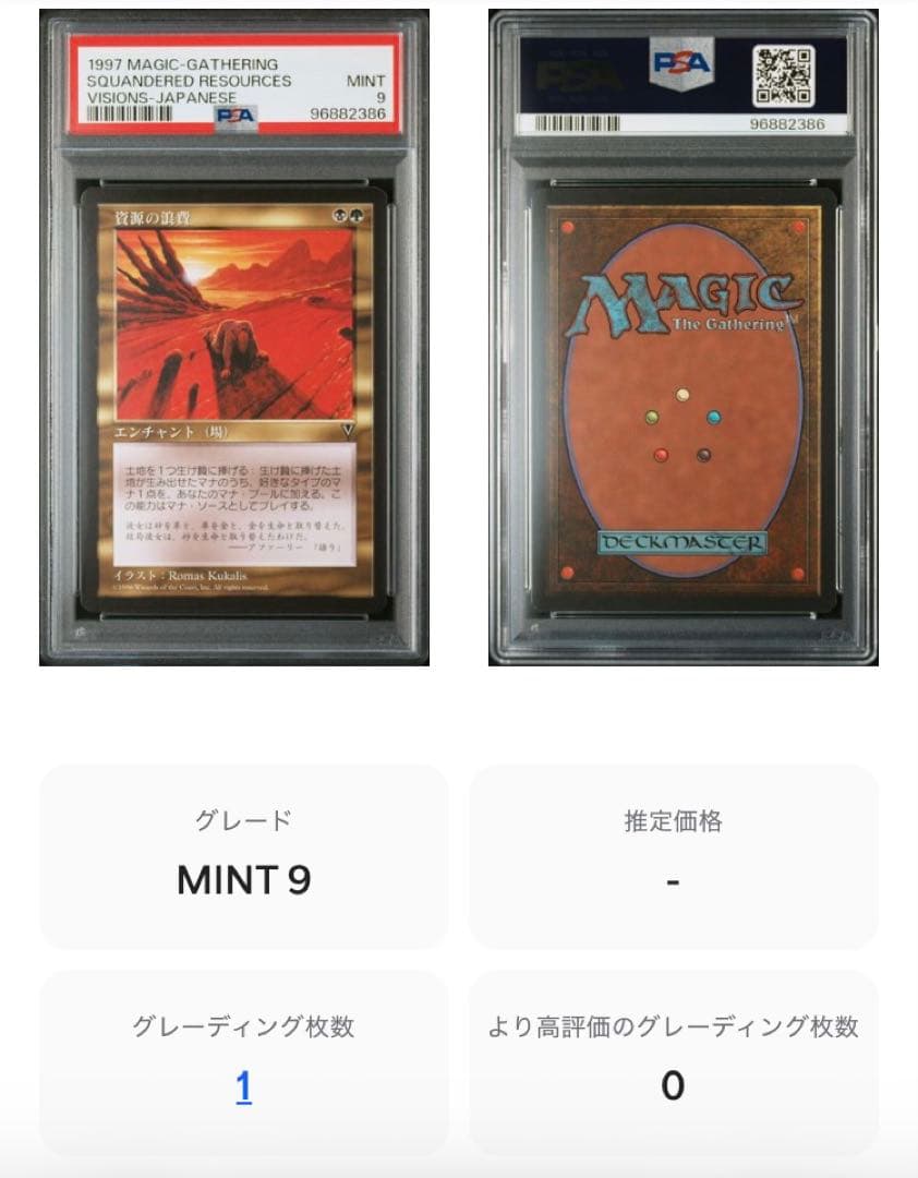 資源の浪費 VIS版 psa9【世界に一枚】