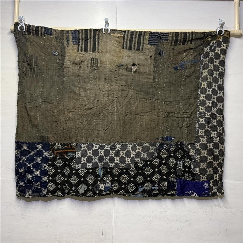 古布 木綿 藍染 刺子 継ぎ接ぎ 襤褸 ⑦ 縦105cm 横135cm boro