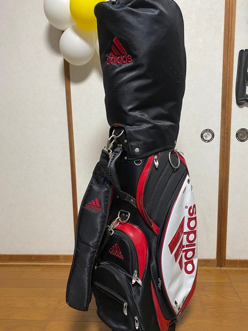 最終値下げ‼️adidas キャディバッグ 黒赤 フード付き