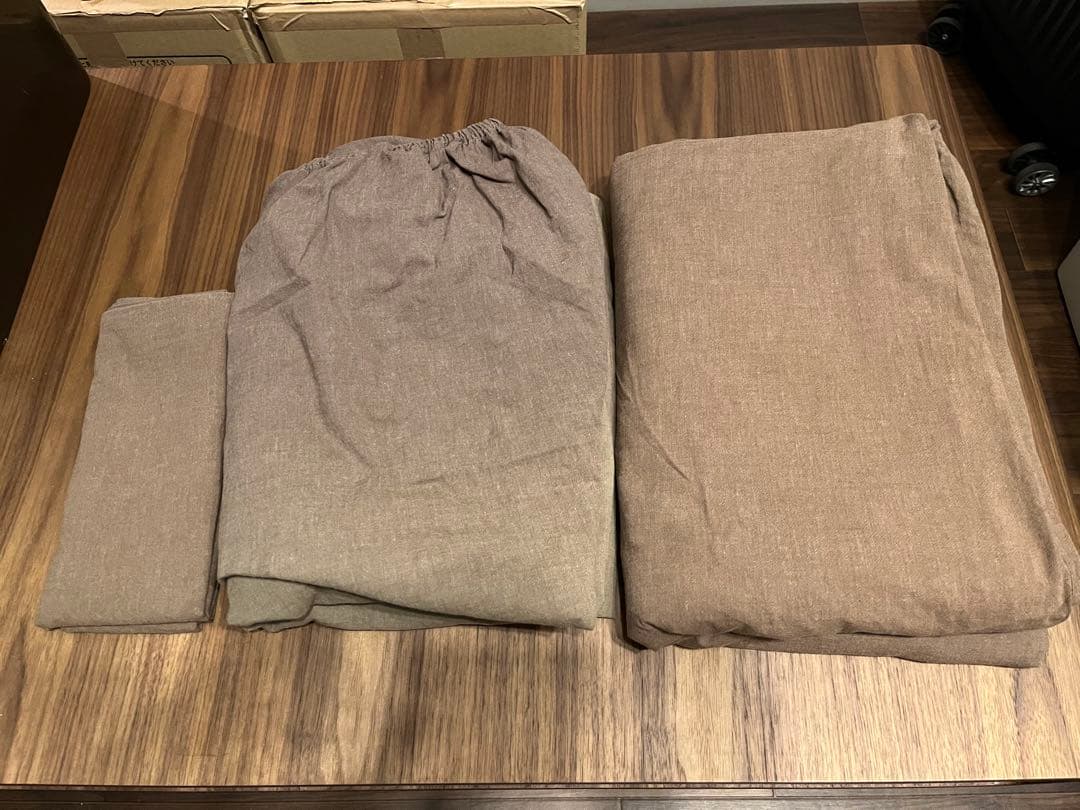 無印良品　掛ふとんカバー ボックスシーツ・S まくらカバーセット ライトブラウン