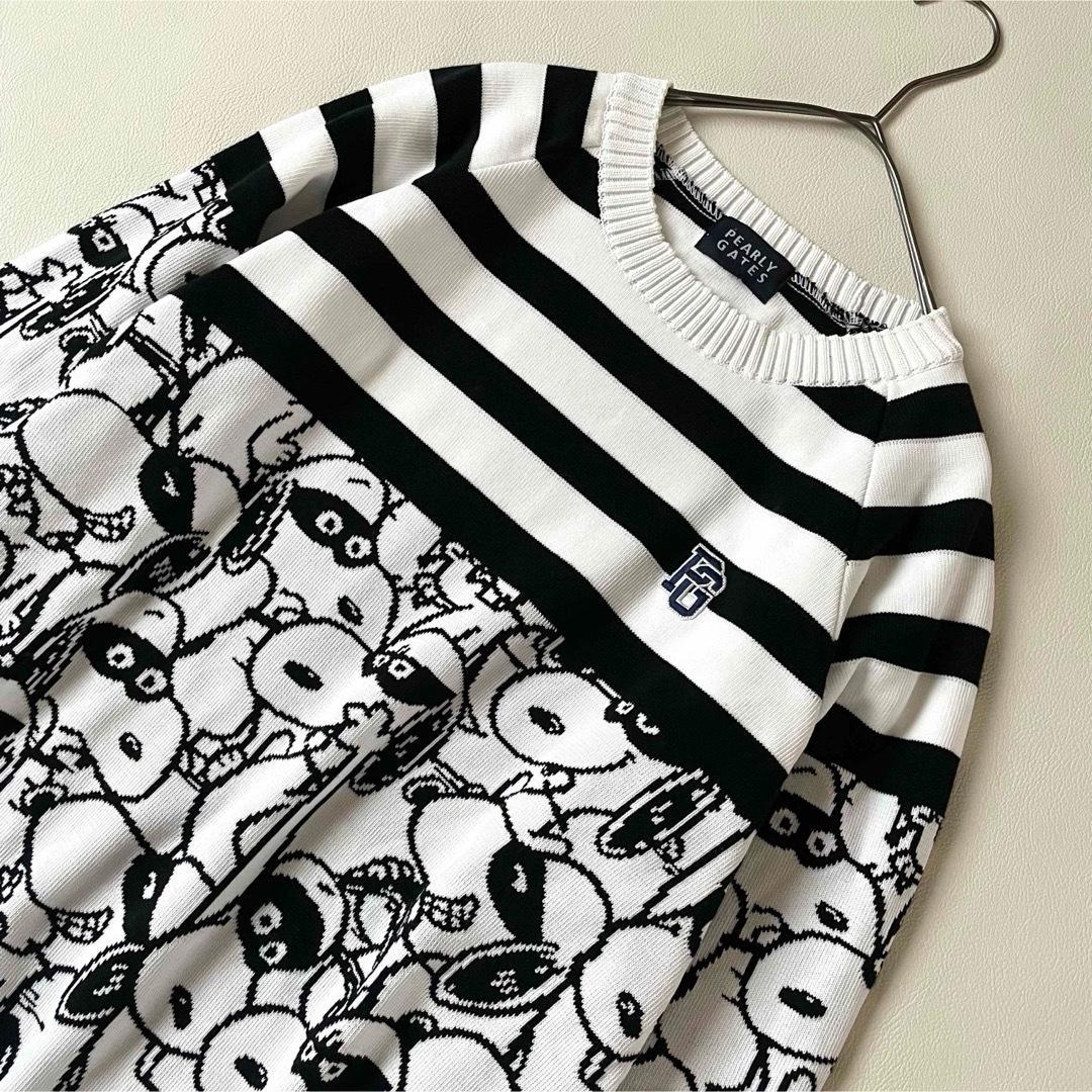 5534 【極美品】パーリーゲイツ　クルーネックニット スヌーピー柄 L 総柄