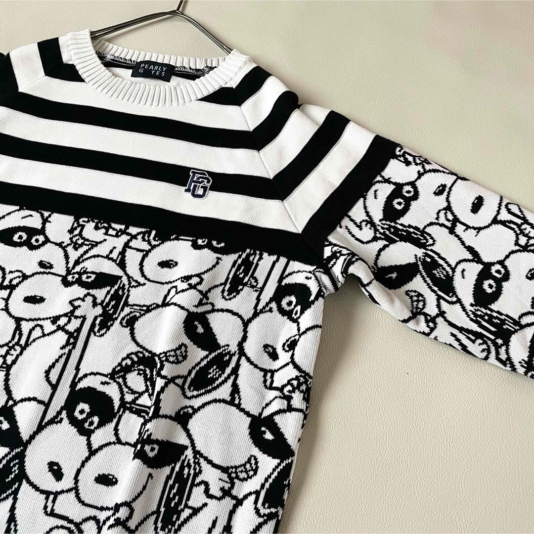 5534 【極美品】パーリーゲイツ　クルーネックニット スヌーピー柄 L 総柄