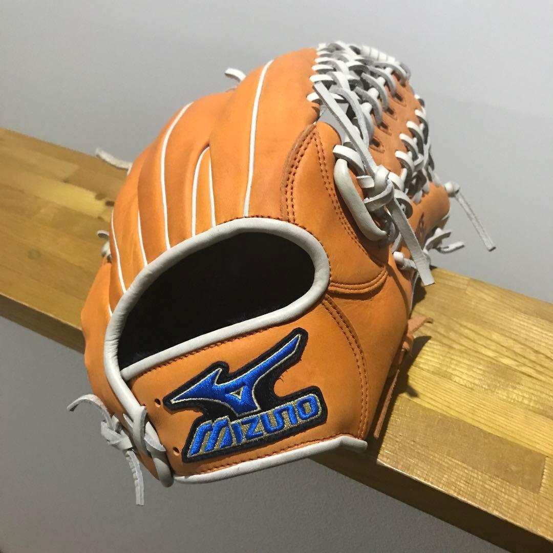 美品 ミズノ ビューリーグ 小指部分2本入れ 軟式野球オールラウンドグローブ