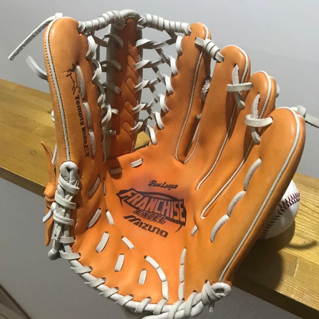 美品 ミズノ ビューリーグ 小指部分2本入れ 軟式野球オールラウンドグローブ