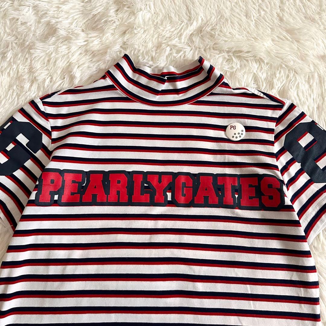 PEARLY GATES ボーダーハイネック半袖シャツ レディース ゴルフウェア