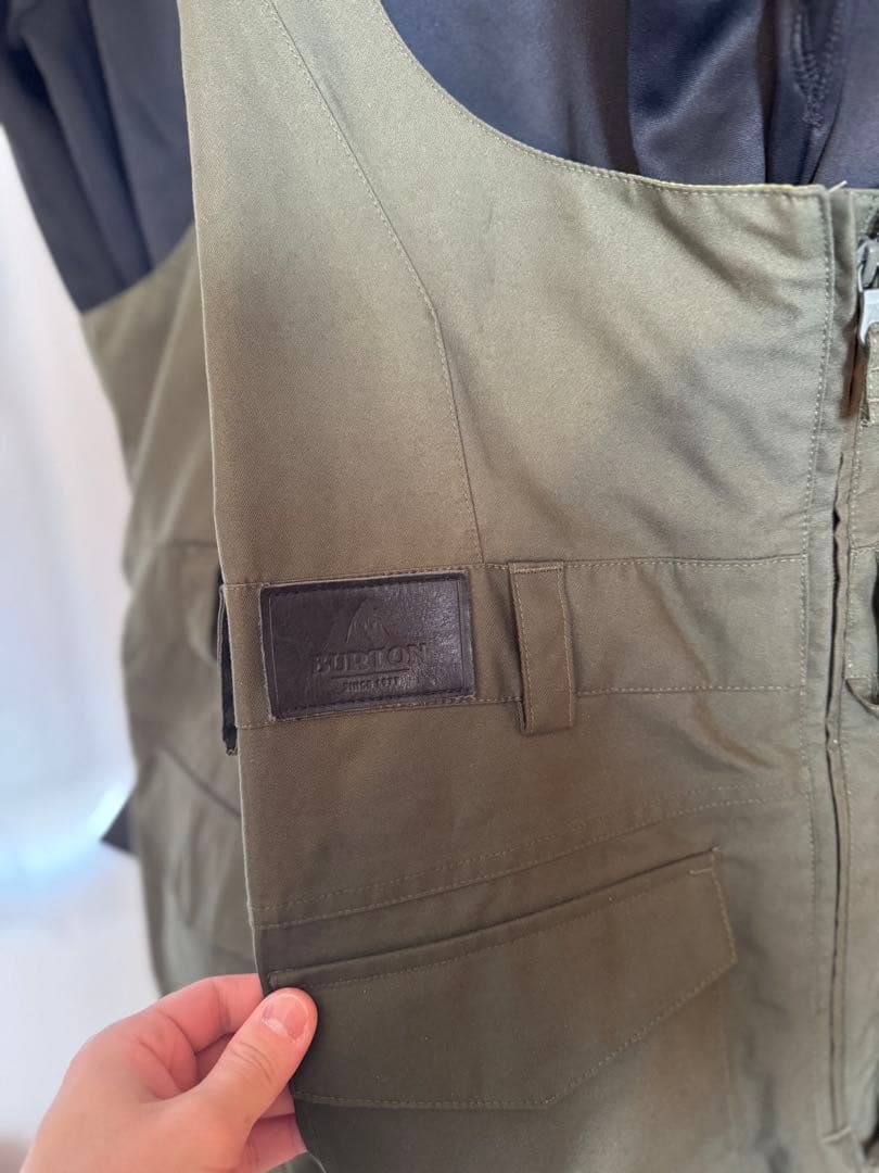 BURTON バートン ビブパンツ Mサイズ カーキ スノーボード ウェア