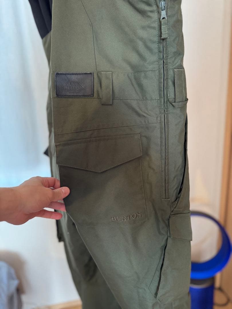 BURTON バートン ビブパンツ Mサイズ カーキ スノーボード ウェア