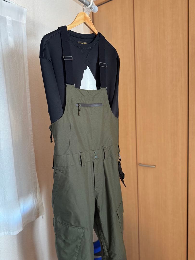 BURTON バートン ビブパンツ Mサイズ カーキ スノーボード ウェア