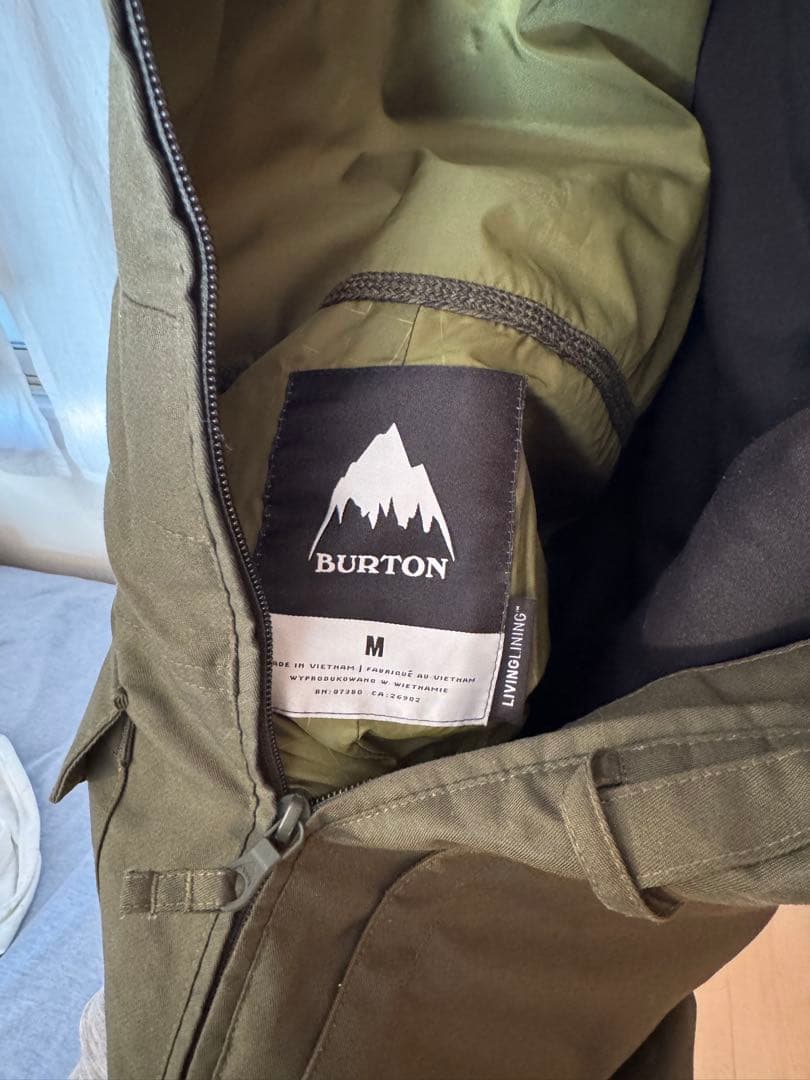 BURTON バートン ビブパンツ Mサイズ カーキ スノーボード ウェア
