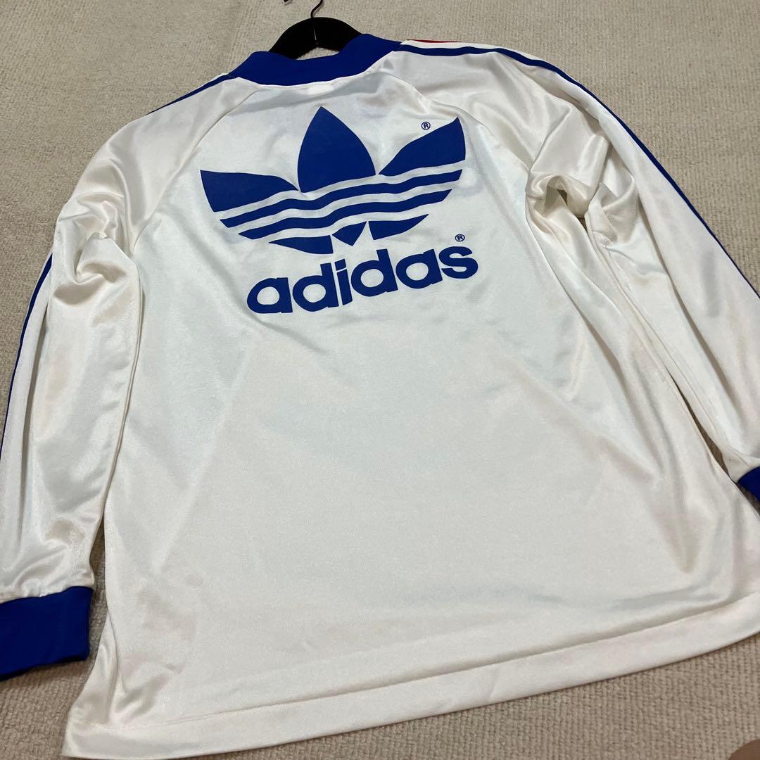 【L】old adidas長袖シャツ　トレフォイルロゴ　トリコロール　マリノス