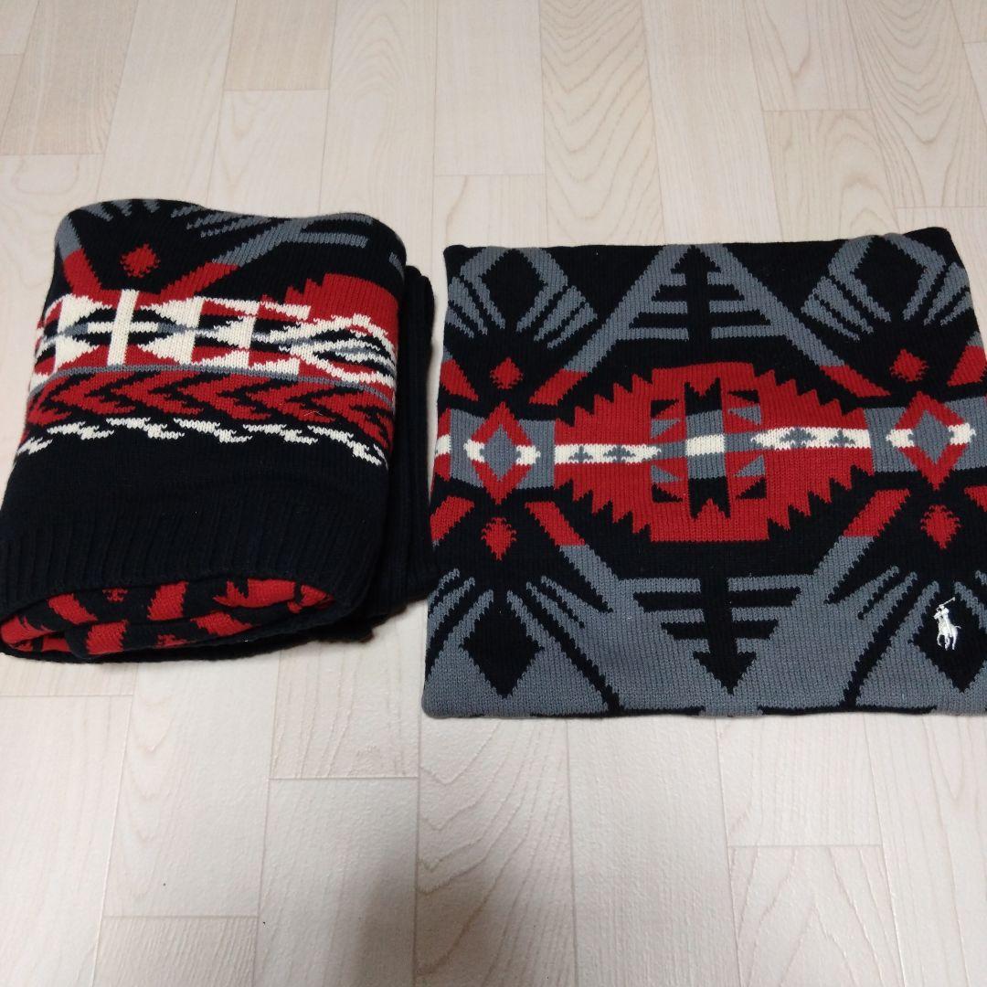 RALPH LAUREN インディアンジオメトリック クッション ひざ掛け