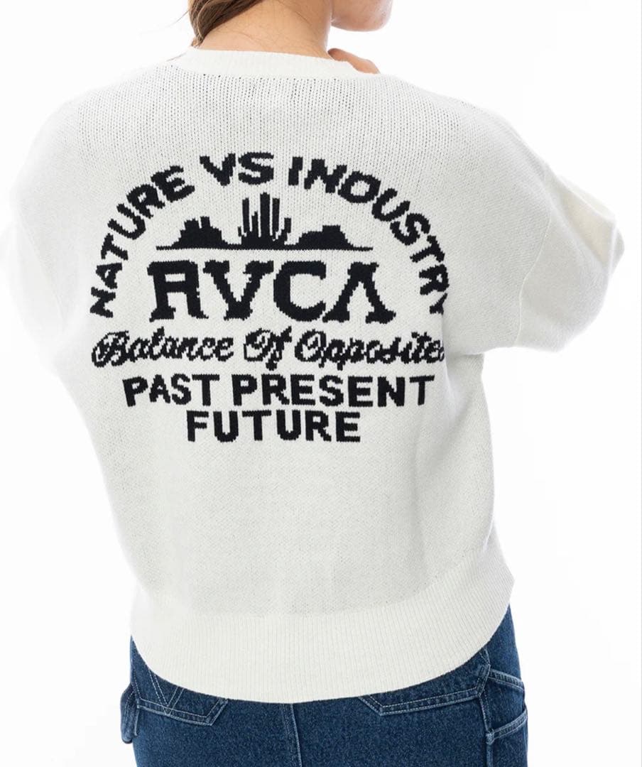 RVCA ルーカ　ホワイトニットセーター　クルーネック　Mサイズ