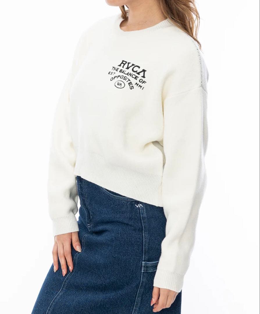 RVCA ルーカ　ホワイトニットセーター　クルーネック　Mサイズ